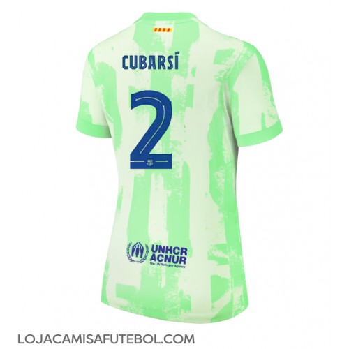 Camisa de Futebol Barcelona Pau Cubarsi #2 Equipamento Alternativo Mulheres 2024-25 Manga Curta